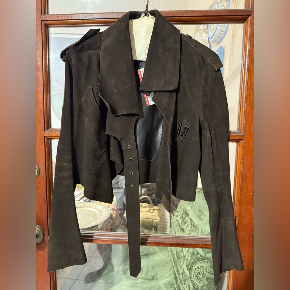 Alexander Wang Aviator Suede Jacket Brown Size S - Picture 5 of 11